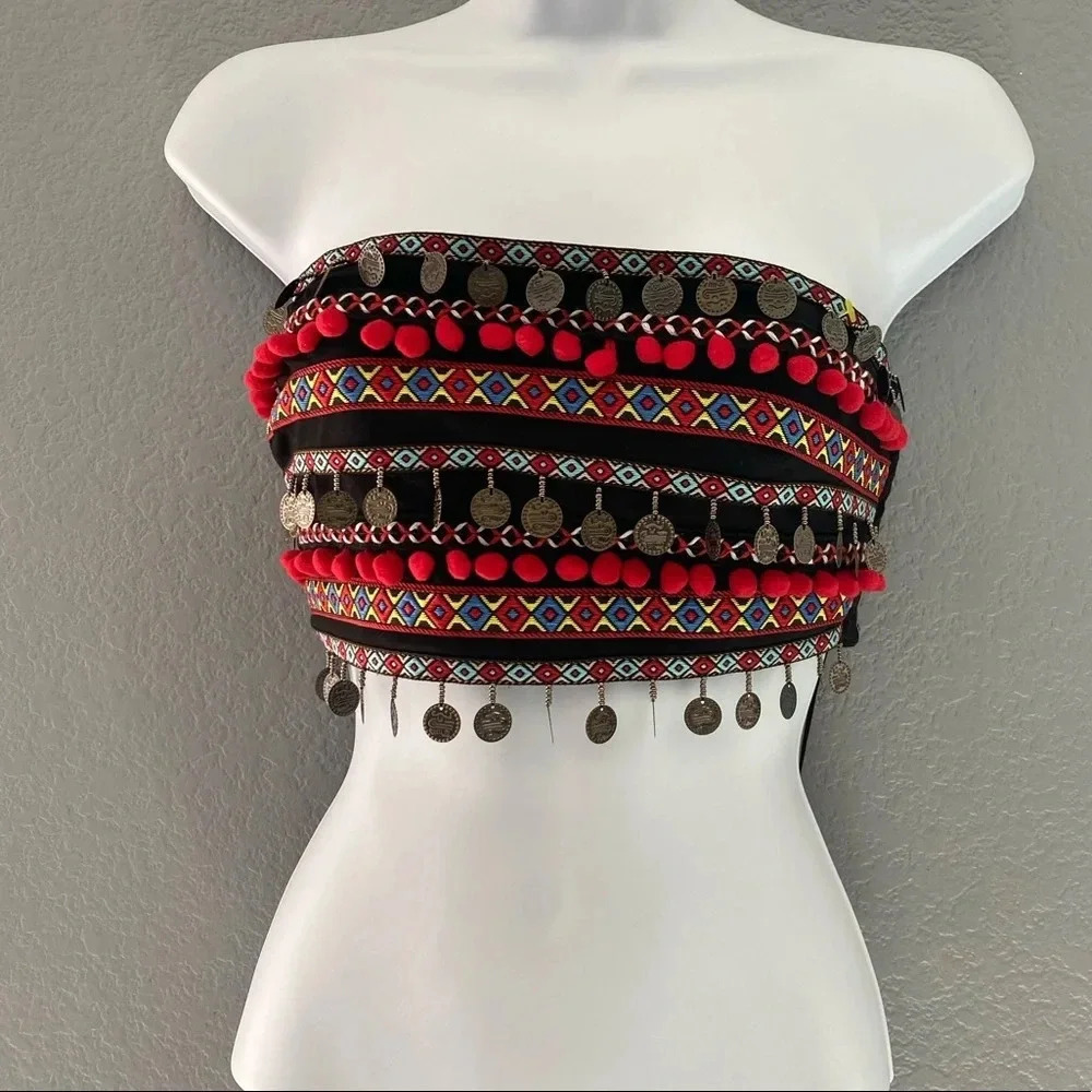 NWT Forever 21 crop top Black/Red/Blue Size Small